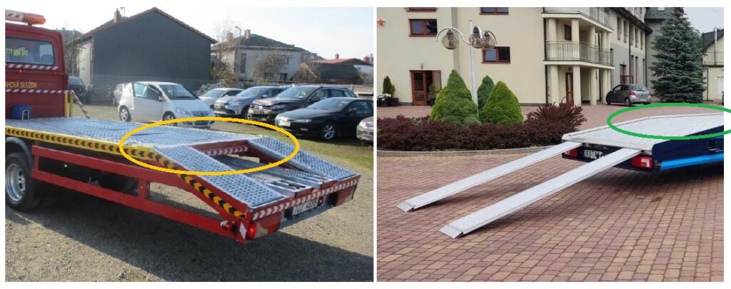 Hoeken oprijbak